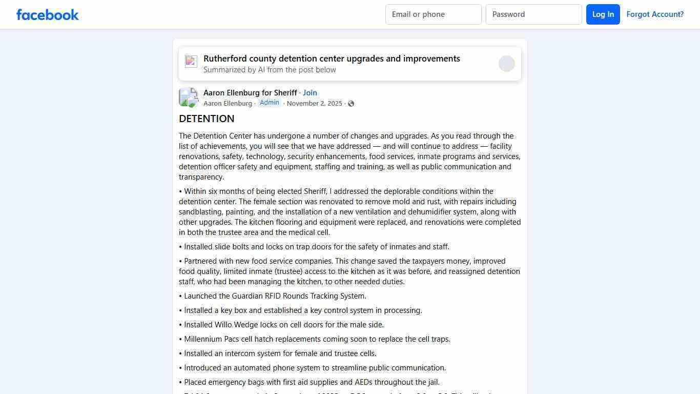 Aaron Ellenburg for Sheriff | DETENTION | Facebook